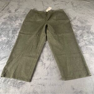 Alfred Dunner Cropped Pants Womens 22 Army Green NOS Flawed‎ Ramie Cotton Blend